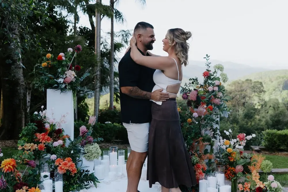Queensland proposal luxury proposal planner, proposal setup with native australian florals