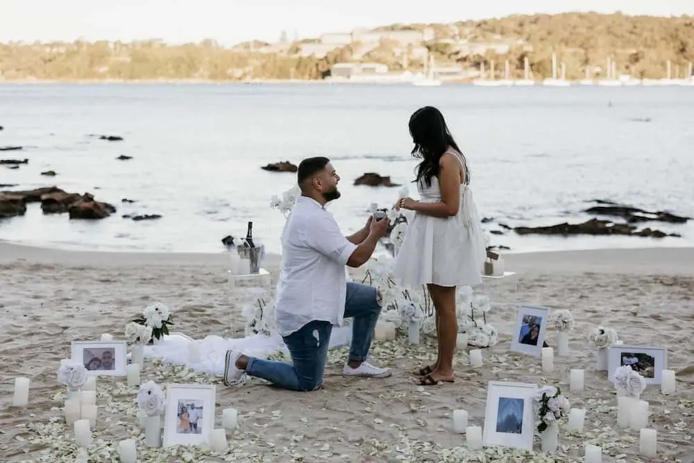 beach proposal moment