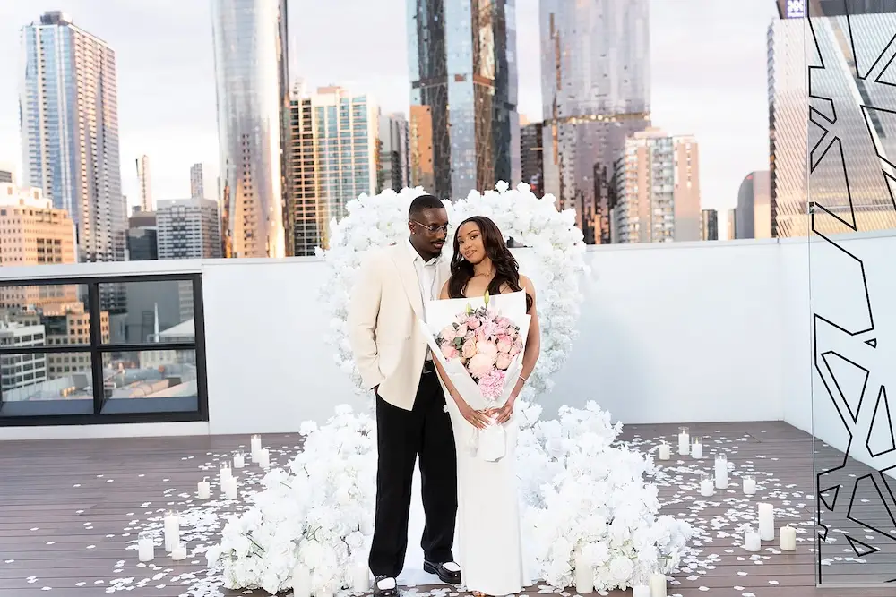 Moses and Rhema's Melbourne rooftop proposal
